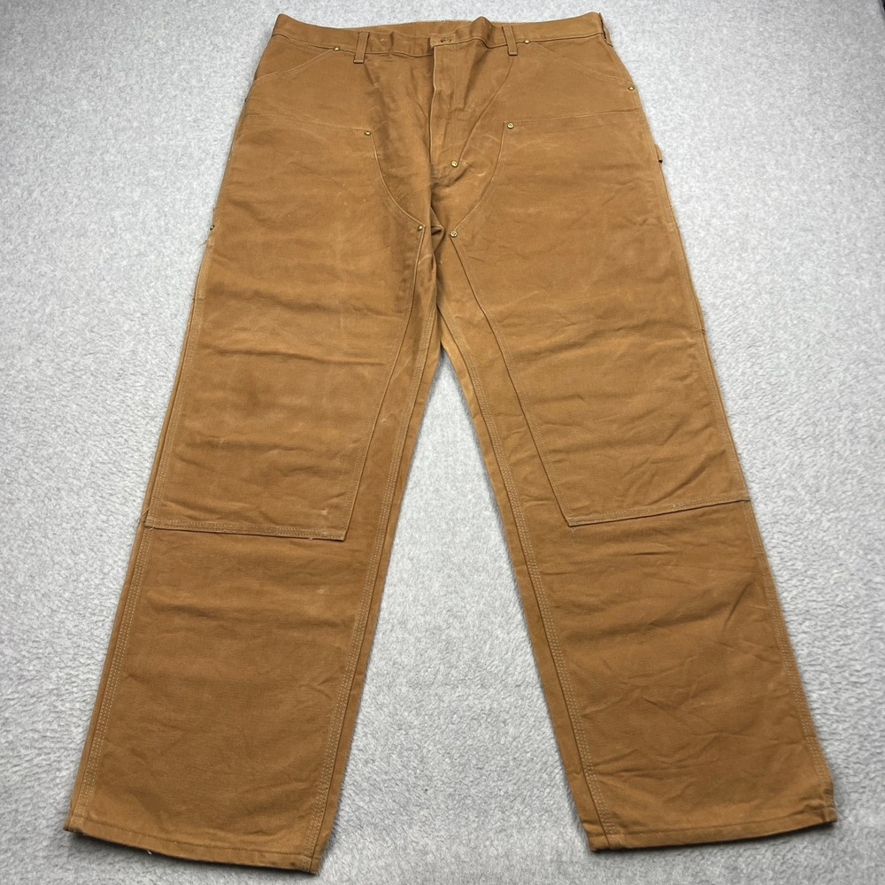 VTG 70s Carhartt Double Knee Pants Men 42x32** Brown Duck Canvas USA Made